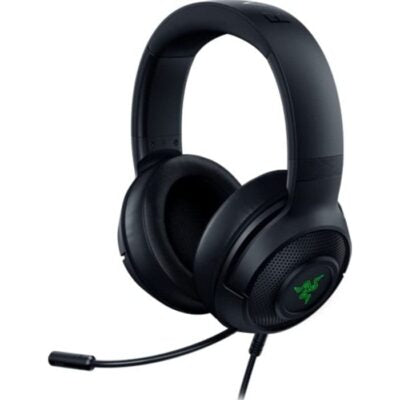 سماعات رأس سلكية للألعاب Razer Kraken V4 X، محرك Razer TriForce مقاس 40 مم، غطاء Razer HyperClear قابل للسحب، نمط التقاط أحادي الاتجاه، وسائد من القماش الهجين والجلد الصناعي، لون أسود | RZ04-05180100-R3M1