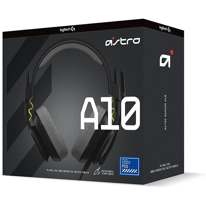 سماعة رأس ASTRO A10 للألعاب من الجيل الثاني، سماعة رأس سلكية باللون الأسود لجهاز PS5