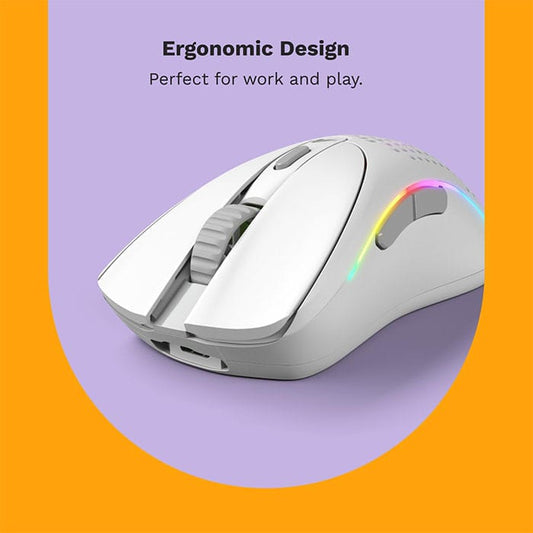 ماوس الألعاب اللاسلكي Glorious Model D 2 الضوئي RGB - أبيض | ماوس الألعاب اللاسلكي Glorious Model D 2 الضوئي RGB - أبيض | GLO-MS-DWV2-MW
