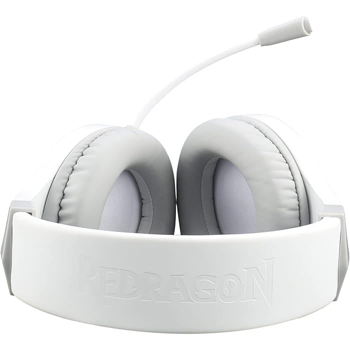 سماعة رأس Redragon H260-W للألعاب RGB، مشغلات صوت 50 مم، عزل ضوضاء سلبي، مقبس صوت وميكروفون 3.5 مم، موصل USB-A، طول الكابل 6 أقدام، أبيض | H260-W