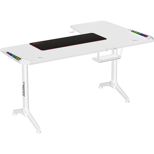 Twisted Minds WARRIOR L Shaped Gaming Desk RGB Left White