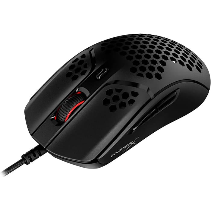 ماوس ألعاب سلكي HyperX Pulsefire Haste، بدقة 16,000 نقطة في البوصة، مستشعر بصري Pixart 3335، اتصال USB، 6 أزرار قابلة للبرمجة، مفاتيح TTC Golden Micro مقاومة للغبار، خفيف الوزن، أسود | ماوس ألعاب سلكي HyperX Pulsefire Haste