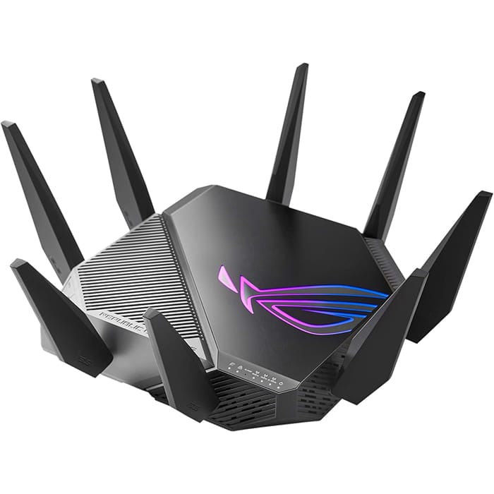 Asus Rog Rapture GT-AXE11000 Tri-Band Wi-Fi 6E Gaming Router, 11Gbps Speed, 6GHz Band, 2.5G WAN/LAN Port, Quad-Core Processor, Gray | 90IG06E0-MO1R00