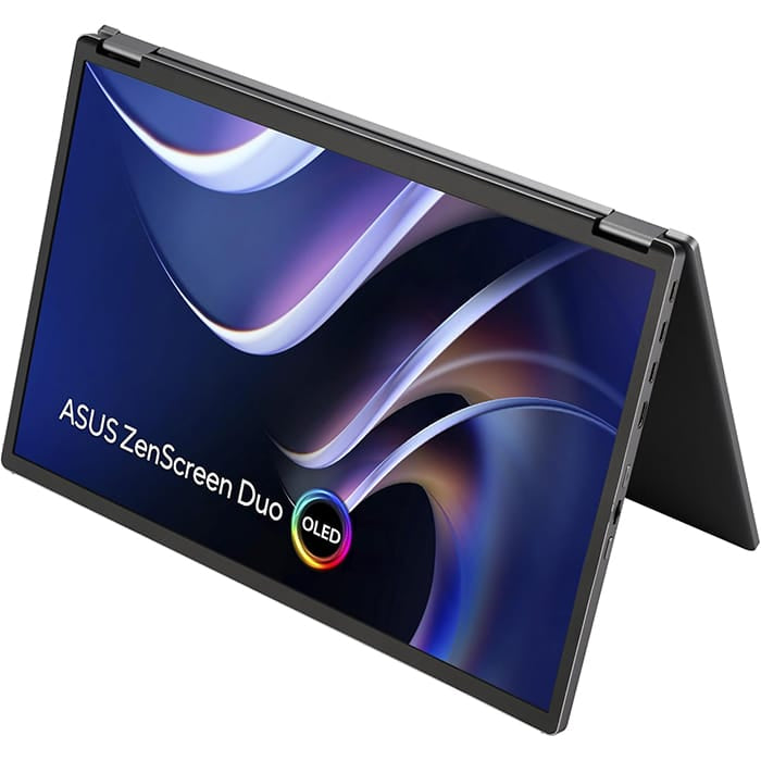 شاشة ASUS ZenScreen Duo OLED MQ149CD المحمولة القابلة للطي بزاوية 360 درجة، لون أسود | 90LM0AKV-B01N70