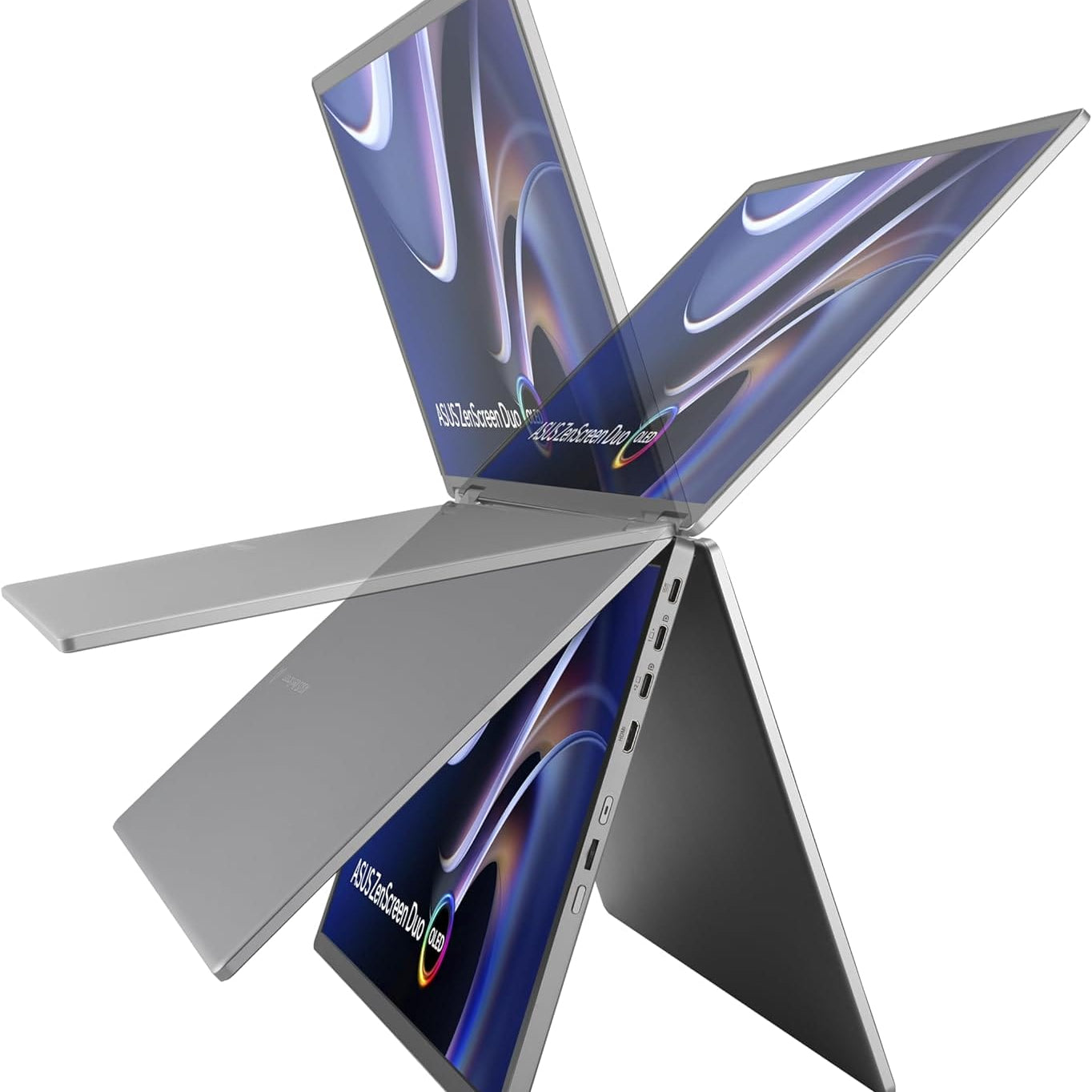 شاشة ASUS ZenScreen Duo OLED MQ149CD المحمولة القابلة للطي بزاوية 360 درجة، لون أسود | 90LM0AKV-B01N70