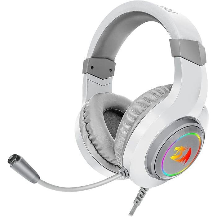 سماعة رأس Redragon H260-W للألعاب RGB، مشغلات صوت 50 مم، عزل ضوضاء سلبي، مقبس صوت وميكروفون 3.5 مم، موصل USB-A، طول الكابل 6 أقدام، أبيض | H260-W