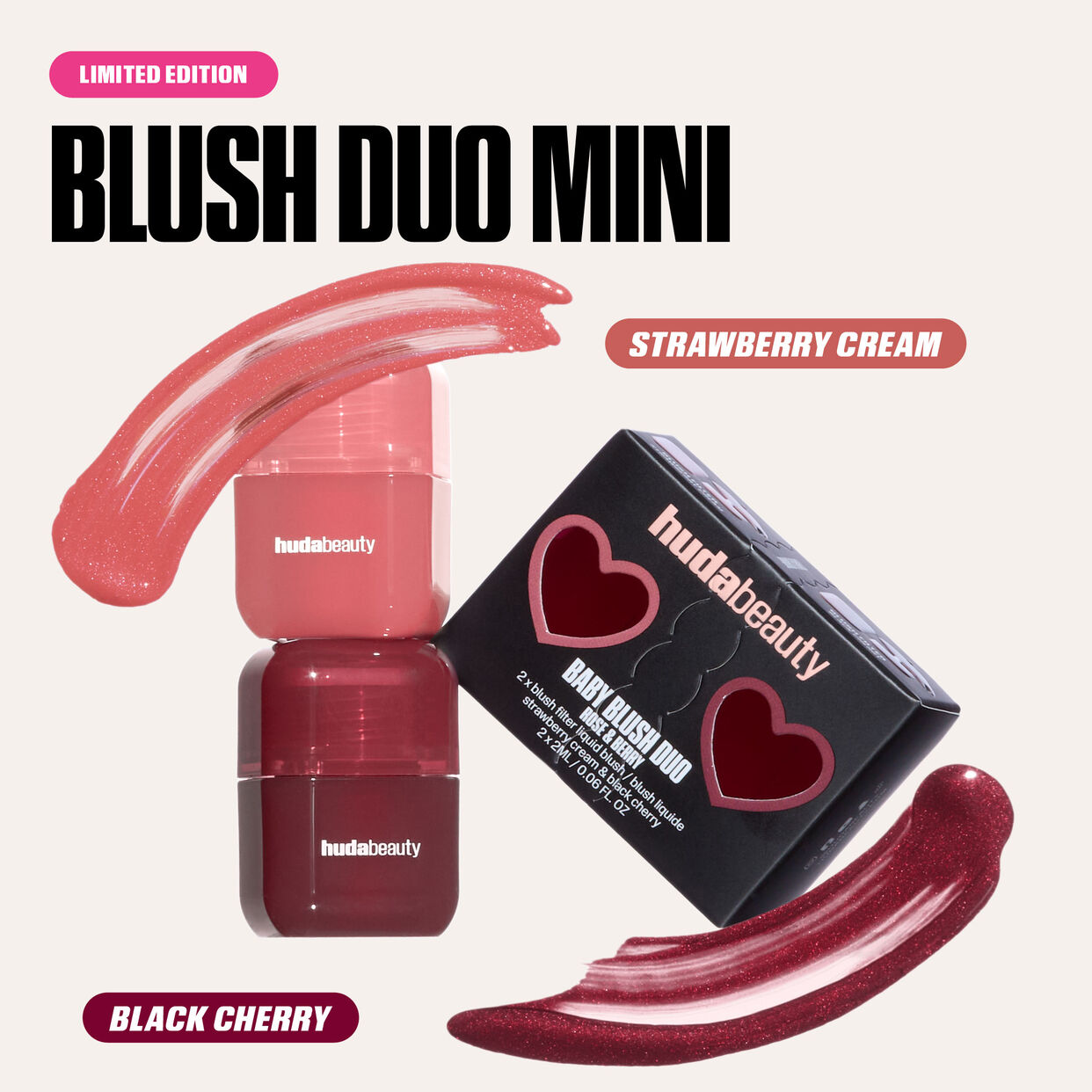 Huda Beauty Baby Blush Duo Rose And Berry