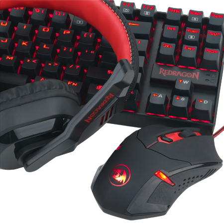 لوحة مفاتيح وماوس للألعاب Redragon K552-BB، ولوحة ماوس كبيرة، وسماعة رأس للألعاب مع ميكروفون، ولوحة مفاتيح ميكانيكية 87 مفتاحًا مع مفاتيح زرقاء لألعاب الكمبيوتر التي تعمل بنظام Windows - رأس لوحة مفاتيح وماوس