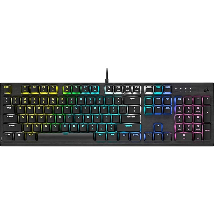 لوحة مفاتيح الألعاب الميكانيكية Corsair K60 RGB Pro منخفضة الارتفاع، مفاتيح Cherry MX الميكانيكية منخفضة الارتفاع - إطار ألومنيوم متين رفيع وانسيابي - إضاءة خلفية RGB