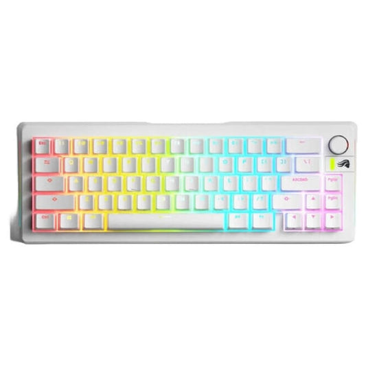 لوحة مفاتيح ألعاب ميكانيكية سلكية مُجهزة مسبقًا من Glorious GMMK 3، مقاس 65%، مفاتيح قابلة للتبديل السريع، إضاءة خلفية RGB، مفاتيح ميكانيكية Fox، تصميم معياري، تخطيط باللغة الإنجليزية الأمريكية، لون أبيض | GMMK3-65-FOX-WW