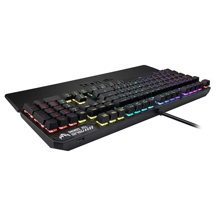 لوحة مفاتيح ميكانيكية Asus TUF Gaming K3 RGB مزودة بتقنية N-key Rollover، ومنفذ USB 2.0، وإضاءة Aura Sync، الولايات المتحدة