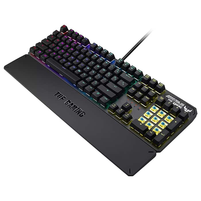 لوحة مفاتيح ميكانيكية Asus TUF Gaming K3 RGB مزودة بتقنية N-key Rollover، ومنفذ USB 2.0، وإضاءة Aura Sync، الولايات المتحدة