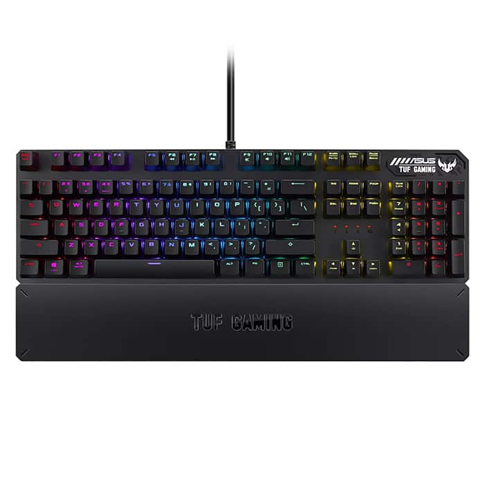 لوحة مفاتيح ميكانيكية Asus TUF Gaming K3 RGB مزودة بتقنية N-key Rollover، ومنفذ USB 2.0، وإضاءة Aura Sync، الولايات المتحدة