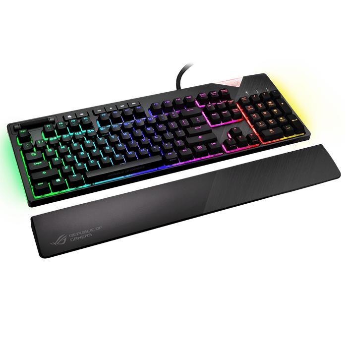 Asus XA01 ROG Strix Flare RGB mechanical gaming keyboard with Cherry MX switches, customizable illuminated badge and dedicated media keys