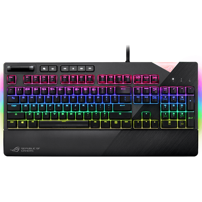 Asus XA01 ROG Strix Flare RGB mechanical gaming keyboard with Cherry MX switches, customizable illuminated badge and dedicated media keys