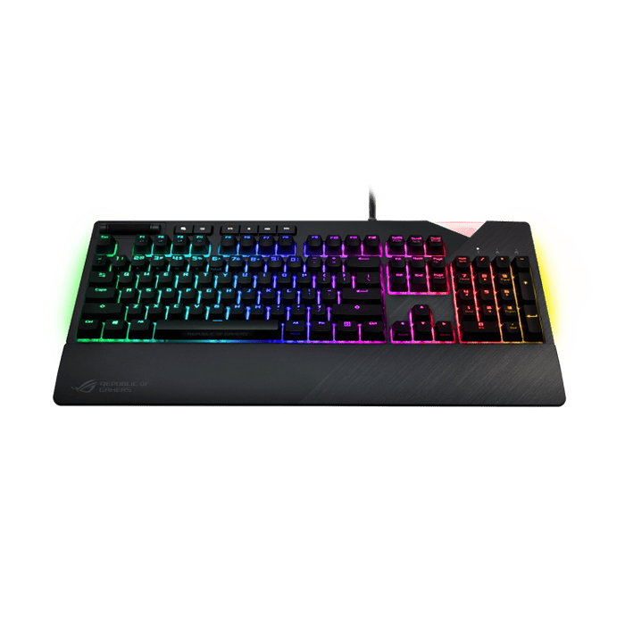 Asus XA01 ROG Strix Flare RGB mechanical gaming keyboard with Cherry MX switches, customizable illuminated badge and dedicated media keys