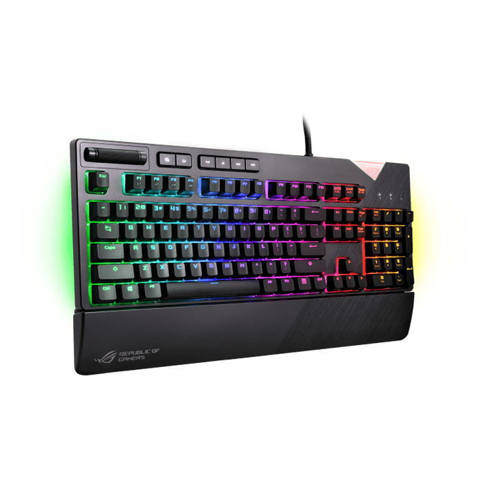 Asus XA01 ROG Strix Flare RGB mechanical gaming keyboard with Cherry MX switches, customizable illuminated badge and dedicated media keys