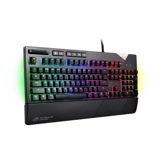 لوحة مفاتيح الألعاب الميكانيكية Asus XA01 ROG Strix Flare RGB مع مفاتيح Cherry MX وشارة مضيئة قابلة للتخصيص ومفاتيح وسائط مخصصة