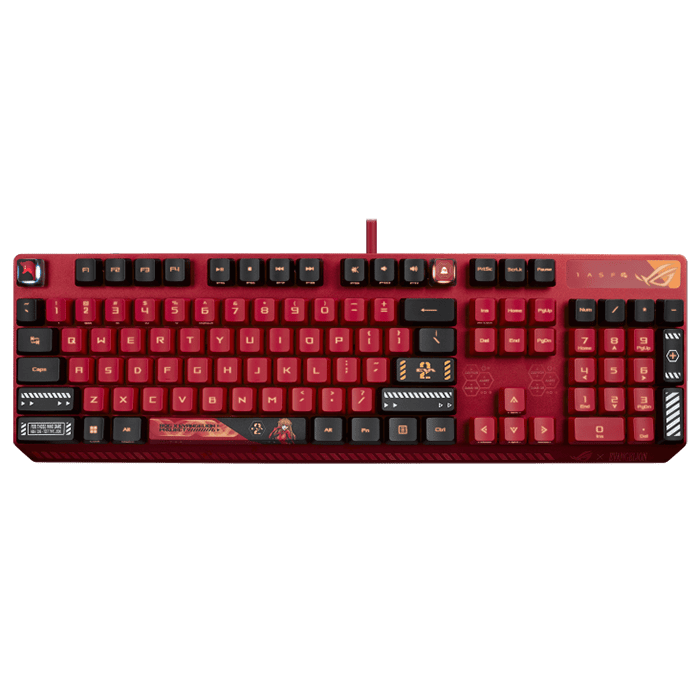 لوحة مفاتيح الألعاب الضوئية RGB من Asus ROG Strix Scope RX EVA-02 Edition، ومفاتيح ميكانيكية ضوئية ROG RX، وتقنية Aura Sync RGB الشاملة، ومقاومة للماء والغبار IP57، ومنفذ USB 2.0
