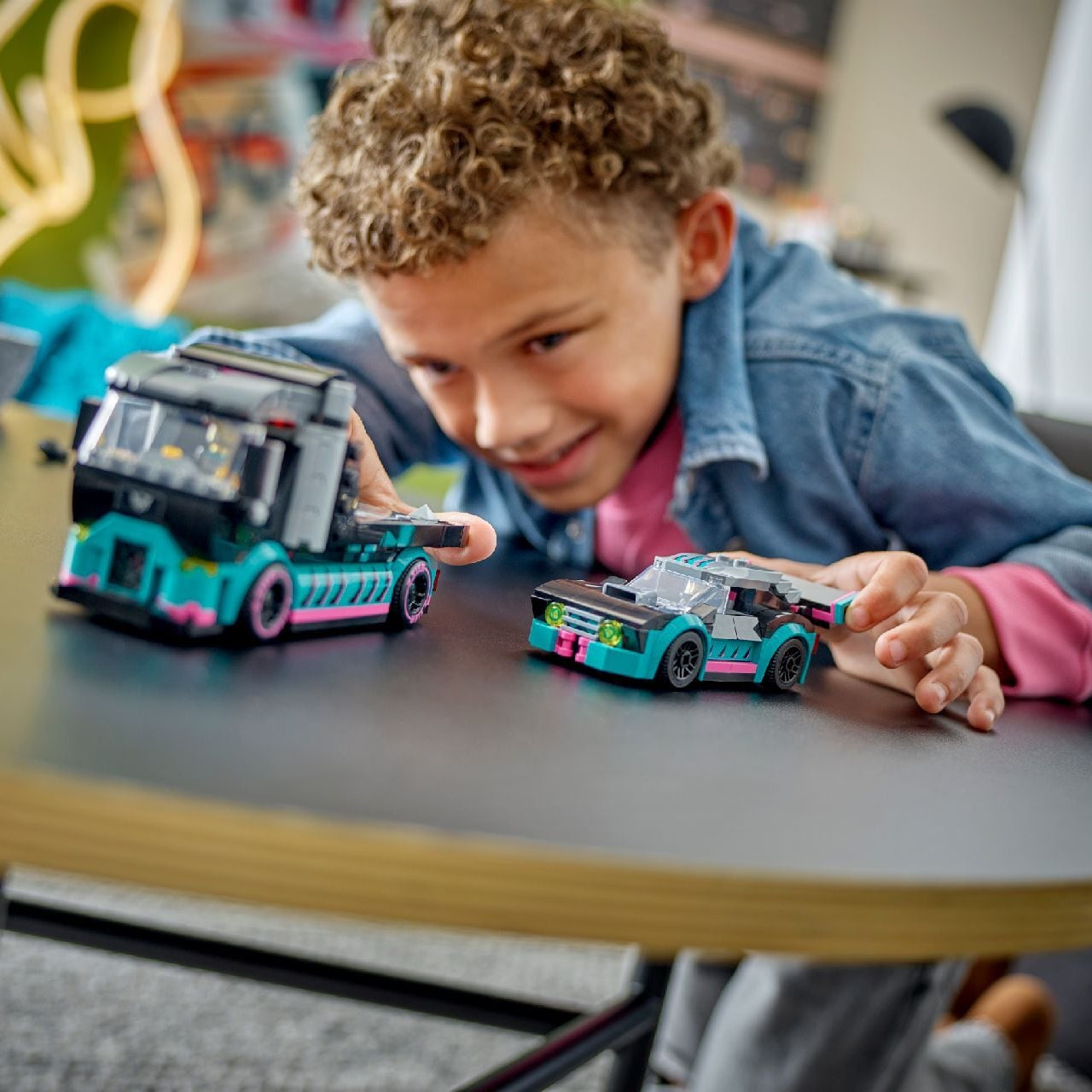 Lego Race Car and Car Carrier Truck