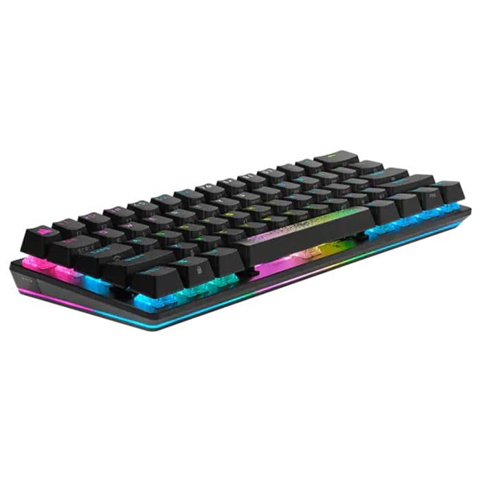 لوحة مفاتيح Corsair K70 Pro Mini اللاسلكية الميكانيكية Cherry MX Red Switch بنسبة 60% مع إضاءة خلفية RGB - أسود