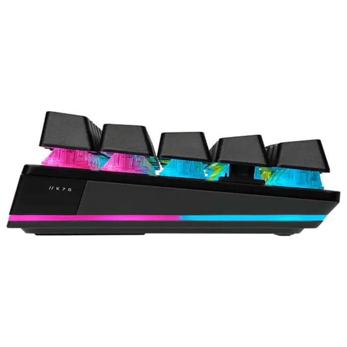 لوحة مفاتيح Corsair K70 Pro Mini اللاسلكية الميكانيكية Cherry MX Red Switch بنسبة 60% مع إضاءة خلفية RGB - أسود