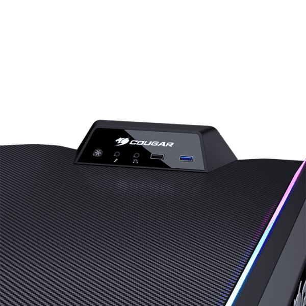 مكتب ألعاب Cougar Mars 120، منفذ USB 3.0 (1)، منفذ USB 2.0 (1)، مقبس صوت 3.5 مم (2) وزر RGB - أسود | CG-DESK-MARS120-BLK