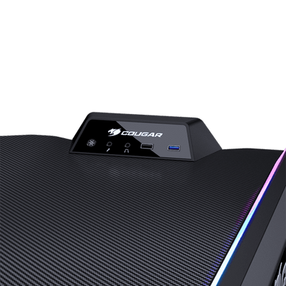 مكتب ألعاب Cougar Mars 120، منفذ USB 3.0 (1)، منفذ USB 2.0 (1)، مقبس صوت 3.5 مم (2) وزر RGB - أسود | CG-DESK-MARS120-BLK
