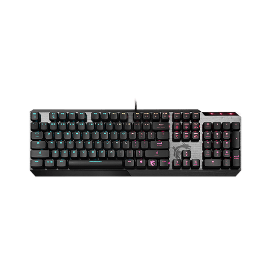 لوحة مفاتيح ألعاب MSI Vigor GK50 منخفضة الارتفاع، بإضاءة خلفية RGB LED، ومفاتيح Kailh الميكانيكية منخفضة الارتفاع، ولوحة مفاتيح إنجليزية، مصنوعة من الألومنيوم | S11-04US254-GA7 