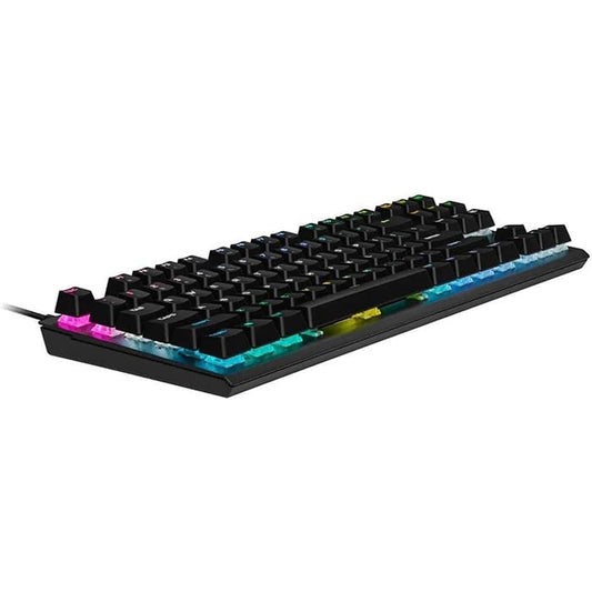 لوحة مفاتيح ألعاب بصرية ميكانيكية Corsair K60 Pro TKL RGB بدون مفاتيح، مفاتيح OPX، هيكل من الألومنيوم المصقول، كابل USB Type-C قابل للإزالة، تخطيط الواقع المعزز، لوحة مفاتيح QWERTY، لون أسود