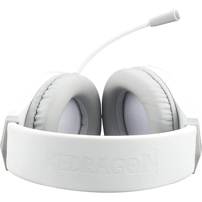 سماعة رأس Redragon H260-W للألعاب RGB، مشغلات صوت 50 مم، عزل ضوضاء سلبي، مقبس صوت وميكروفون 3.5 مم، موصل USB-A، طول الكابل 6 أقدام، أبيض | H260-W