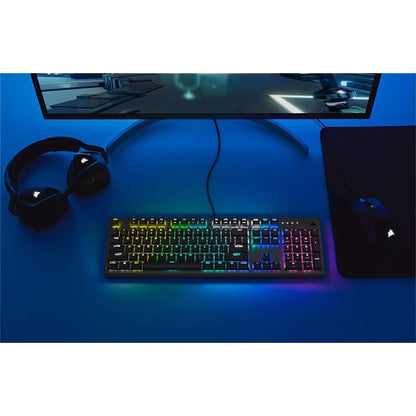 لوحة مفاتيح الألعاب الميكانيكية Corsair K60 RGB Pro منخفضة الارتفاع، مفاتيح Cherry MX الميكانيكية منخفضة الارتفاع - إطار ألومنيوم متين رفيع وانسيابي - إضاءة خلفية RGB