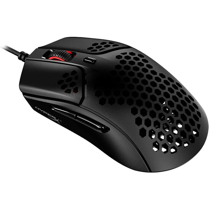 ماوس ألعاب سلكي HyperX Pulsefire Haste، بدقة 16,000 نقطة في البوصة، مستشعر بصري Pixart 3335، اتصال USB، 6 أزرار قابلة للبرمجة، مفاتيح TTC Golden Micro مقاومة للغبار، خفيف الوزن، أسود | ماوس ألعاب سلكي HyperX Pulsefire Haste