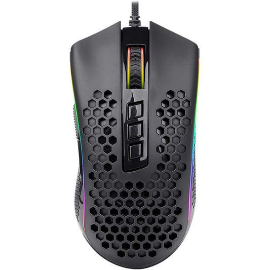 ماوس ألعاب Redragon M988 Storm Elite خفيف الوزن RGB، هيكل قرص العسل فائق الخفة 85 جرام، مستشعر 16000 درجة، 8 أزرار قابلة للبرمجة، تسجيل دقيق، كابل فائق الخفة، أسود | M988-RGB DPI Op 