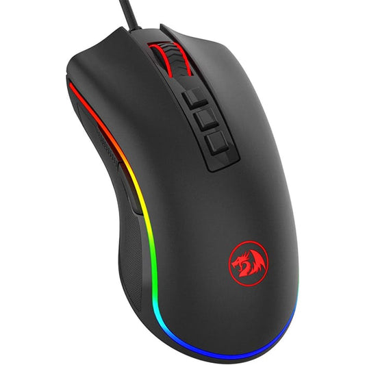 ماوس ألعاب Redragon M711 COBRA، إضاءة خلفية RGB، 16.8 مليون لون، دقة 10,000 نقطة في البوصة قابلة للتعديل، مقبض مريح، بصري، 7 أزرار قابلة للبرمجة، كابل مضفر بطول 1.8 متر، أسود | M711-2 