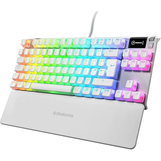 لوحة مفاتيح الألعاب الميكانيكية الخطية السلكية Apex 7 Ghost TKL من SteelSeries - بيضاء | 64656 