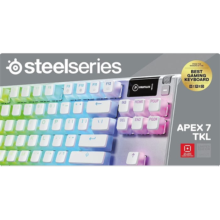لوحة مفاتيح الألعاب الميكانيكية الخطية السلكية Apex 7 Ghost TKL من SteelSeries - بيضاء | 64656 