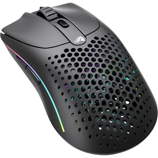 ماوس الألعاب اللاسلكي Glorious Model O 2 RGB، خفيف الوزن للغاية، وزن 68 جرامًا، مستشعر BAMF 2.0 بدقة 26000 نقطة في البوصة، هجين 2.4 جيجاهرتز / BT، عمر بطارية أقصى 210 ساعات، إضاءة RGB نابضة بالحياة، أسود | GLO-MS-OWV2-MB 