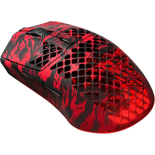 ماوس لاسلكي SteelSeries Aerox 3 FaZe Clan Edition، مفاتيح Golden Micro IP54 من الجيل التالي، تسارع 40 جيجا، زيادة 18000 نقطة في البوصة، معدل استطلاع 1 مللي ثانية، 6 أزرار، أسود/أحمر | 62609