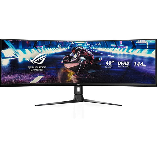 شاشة ألعاب ASUS ROG Strix XG49VQ فائقة الاتساع بدقة عالية، 49 بوصة (3840 × 1080)، 144 هرتز، FreeSync 2 HDR، DisplayHDR 400، DCI-P3: 90%، Shadow Boost | 90LM04H0-B01170
