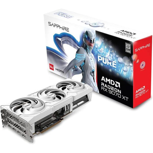 بطاقة رسوميات Sapphire RX 9070XT Pure OC بسعة 16 جيجابايت | S88-3E490-100SA