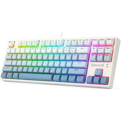 لوحة مفاتيح ألعاب ميكانيكية سلكية REDRAGON K645W بمنفذ USB RGB CASS، مزودة بمفتاح أزرق، وإضاءة خلفية LED، و87 مفتاحًا، ومقاومة للتشويش، ومقاومة للرذاذ، وكابل USB قابل للفصل، لون أبيض | K645W-GB-RGB 