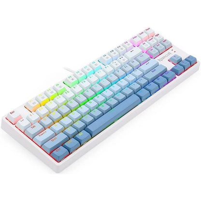 لوحة مفاتيح ألعاب ميكانيكية سلكية REDRAGON K645W بمنفذ USB RGB CASS، مزودة بمفتاح أزرق، وإضاءة خلفية LED، و87 مفتاحًا، ومقاومة للتشويش، ومقاومة للرذاذ، وكابل USB قابل للفصل، لون أبيض | K645W-GB-RGB 