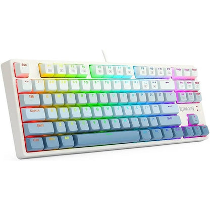 لوحة مفاتيح ألعاب ميكانيكية سلكية REDRAGON K645W بمنفذ USB RGB CASS، مزودة بمفتاح أزرق، وإضاءة خلفية LED، و87 مفتاحًا، ومقاومة للتشويش، ومقاومة للرذاذ، وكابل USB قابل للفصل، لون أبيض | K645W-GB-RGB 