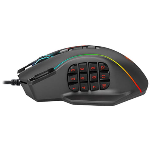 ماوس ألعاب سلكي Redragon M901، مستشعر عالي الدقة بدقة 12400 نقطة في البوصة، إضاءة خلفية RGB، 20 زرًا قابلًا للبرمجة مع مجموعة ضبط الوزن، لأجهزة الكمبيوتر التي تعمل بنظام Windows، أسود | M901-K-2 