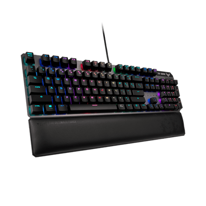 لوحة مفاتيح سلكية Asus TUF Gaming K7 Optical-Mech مقاومة للغبار والماء IP56، وألومنيوم من الدرجة المستخدمة في صناعة الطائرات، وإضاءة Aura Sync