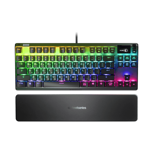 لوحة مفاتيح الألعاب الميكانيكية SteelSeries APEX 7 TKL بدون مفاتيح رقمية، مفتاح خطي أحمر، مع شاشة ذكية | 64646