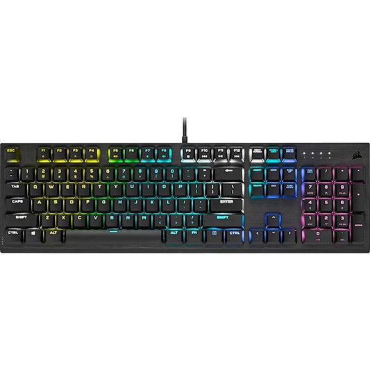لوحة مفاتيح الألعاب الميكانيكية Corsair K60 RGB Pro منخفضة الارتفاع، مفاتيح Cherry MX الميكانيكية منخفضة الارتفاع - إطار ألومنيوم متين رفيع وانسيابي - إضاءة خلفية RGB