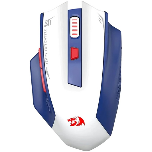 ماوس ألعاب Redragon M994WBR Woki، مستشعر بصري Pixart 3395، دقة تصل إلى 26000 نقطة في البوصة، 3 أوضاع اتصال، بلوتوث/2.4 جيجاهرتز/سلكي، 6 أزرار قابلة للبرمجة، معدل استجابة 1 مللي ثانية، أبيض | M994WBR