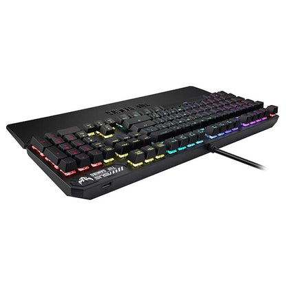 لوحة مفاتيح ميكانيكية Asus TUF Gaming K3 RGB مزودة بتقنية N-key Rollover، ومنفذ USB 2.0، وإضاءة Aura Sync، الولايات المتحدة